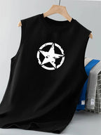 Five-Star Print Round-Neck Vest