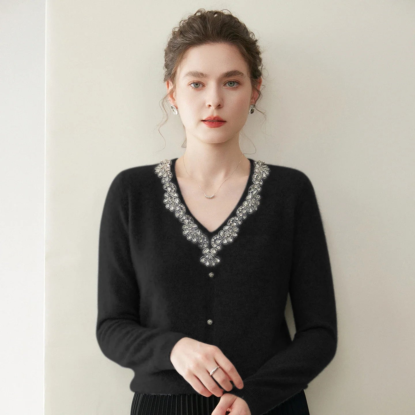 Cashmere Diamond V-Neck Sweater