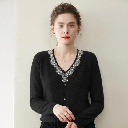 Cashmere Diamond V-Neck Sweater