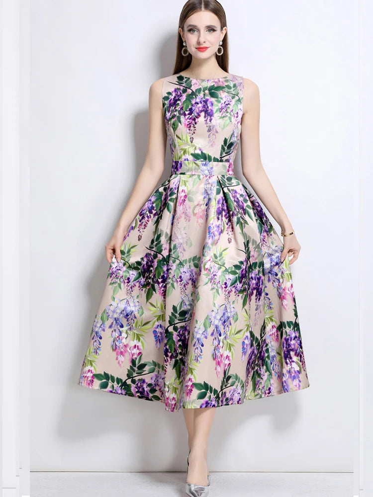 Printed Slim Fit Summer Vest Dress