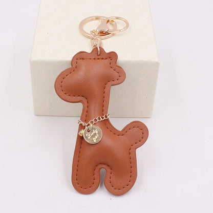 Fashion Leather Giraffe Keychain