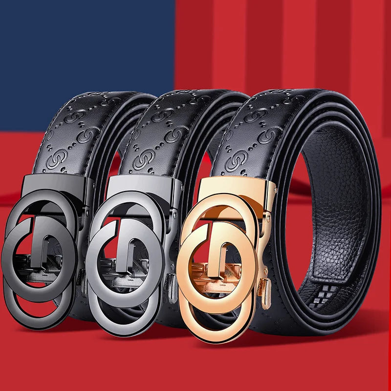 Men’s Leather Belt with Alloy Buckle