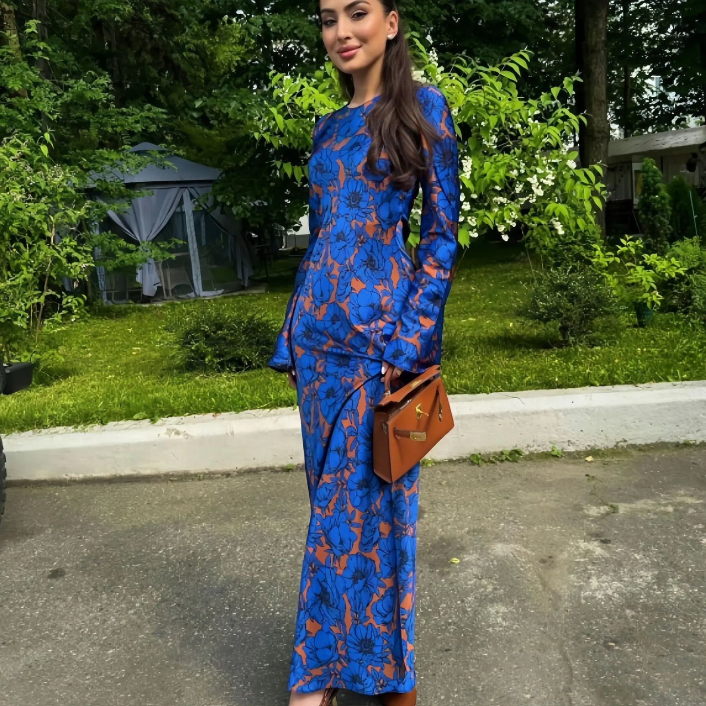 Multi-Color Print Waist Dress