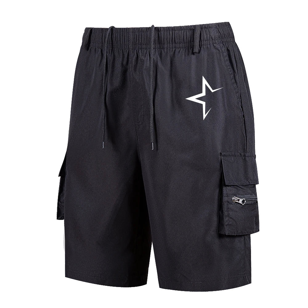 Quick-Dry Star Print Cargo Shorts