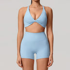 Nylon Solid Long Sleeve Two-Piece Yoga Set