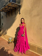 Halter Ruffle Chiffon Gown
