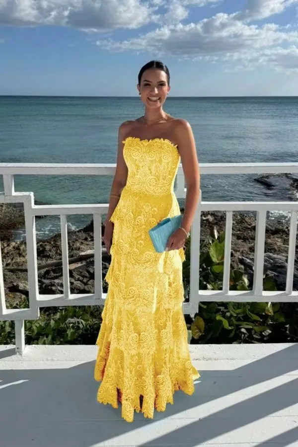 Tiered Lace Maxi Gown