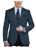 Herringbone Tweed Single-Breasted Blazer