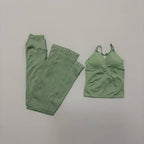Nylon Solid Sleeveless True-To-Size Fit Two-Piece Yoga Set