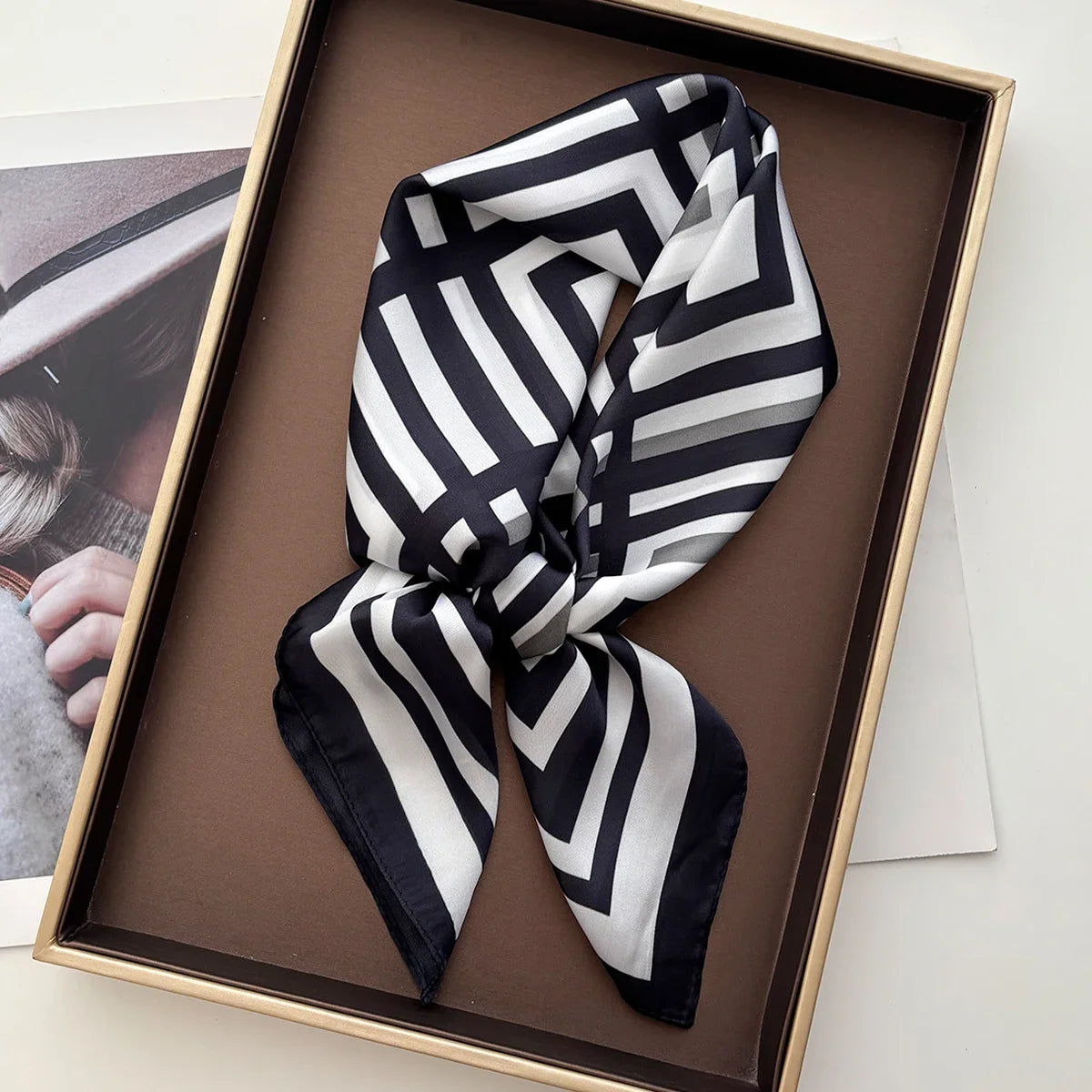 Imitation Silk Floral Square Scarf