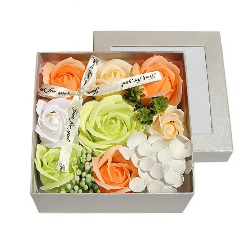 Square Soap Rose Flower Gift Box