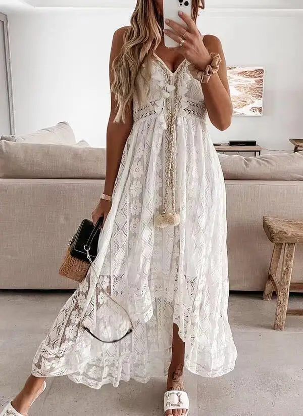 White Lace Cotton Sundress