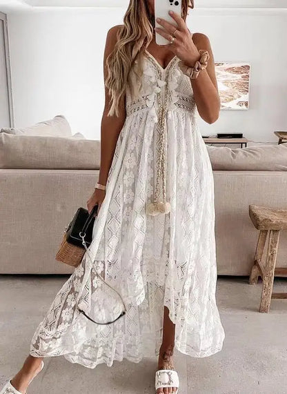 White Lace Cotton Sundress