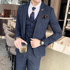 Lattice Plaid Three-Piece Formal Suit