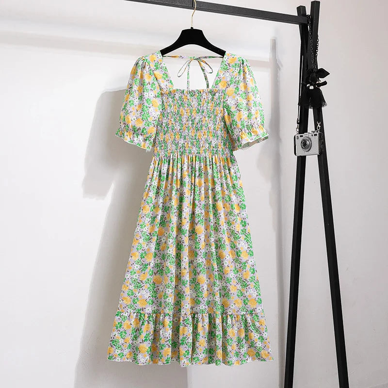 Summer Pleated Chiffon Dress