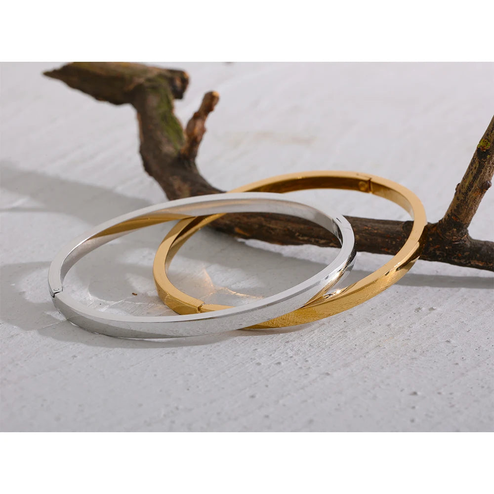 Geometric Gold Bangle Bracelet