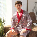 Summer Satin Shorts Robe Bathrobe