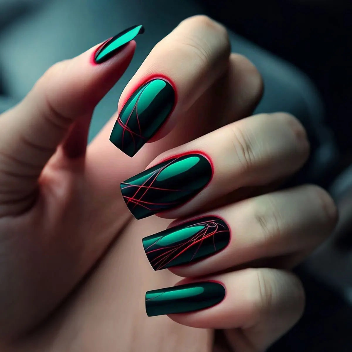 Gothic False Nails Dark Red