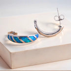Blue Opal Geometric Drop Earrings