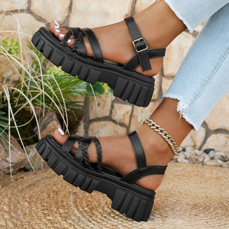 Women Zip Platform Gladiator Sandals