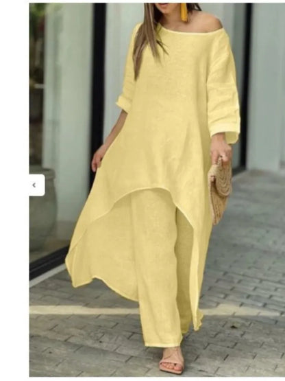 Women's Solid Casual Two Piece