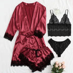 4PCS Woman Bathrobe Set