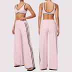 Nylon Striped Sleeveless True-To-Size Fit Two-Piece Yoga Set