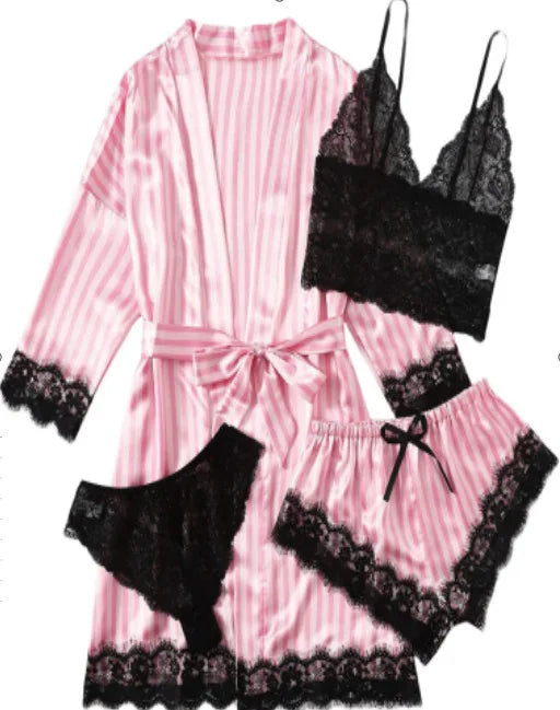 4PCS Woman Bathrobe Set
