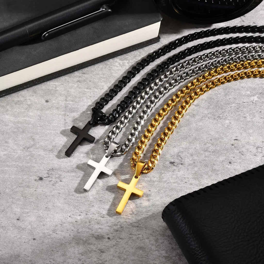 Mprainbow Cross Cuban Necklace