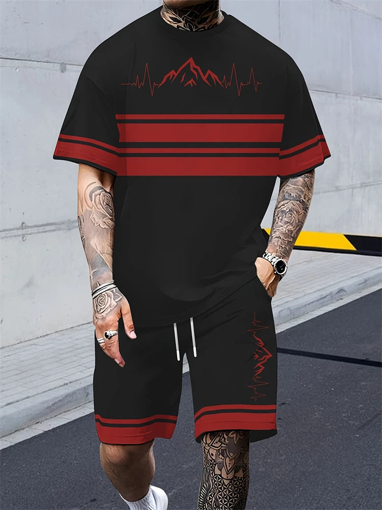 Logo Print Loose Shorts Set