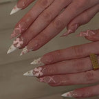 French Tip Fake Nails Almond