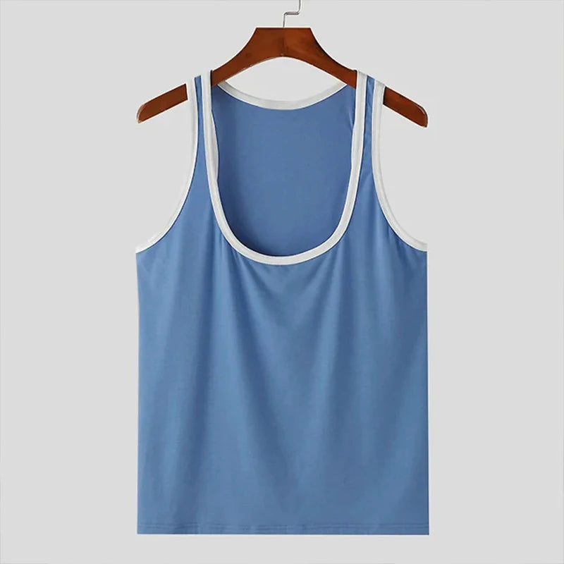 Skinny Patchwork Gym Tank Top