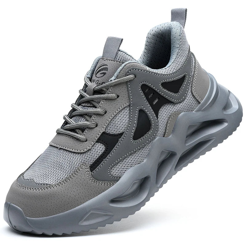Beige Breathable Steel-Toe Boots