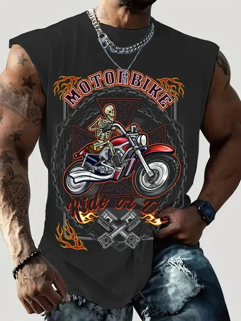 Retro Motorcycle Graphic Vest