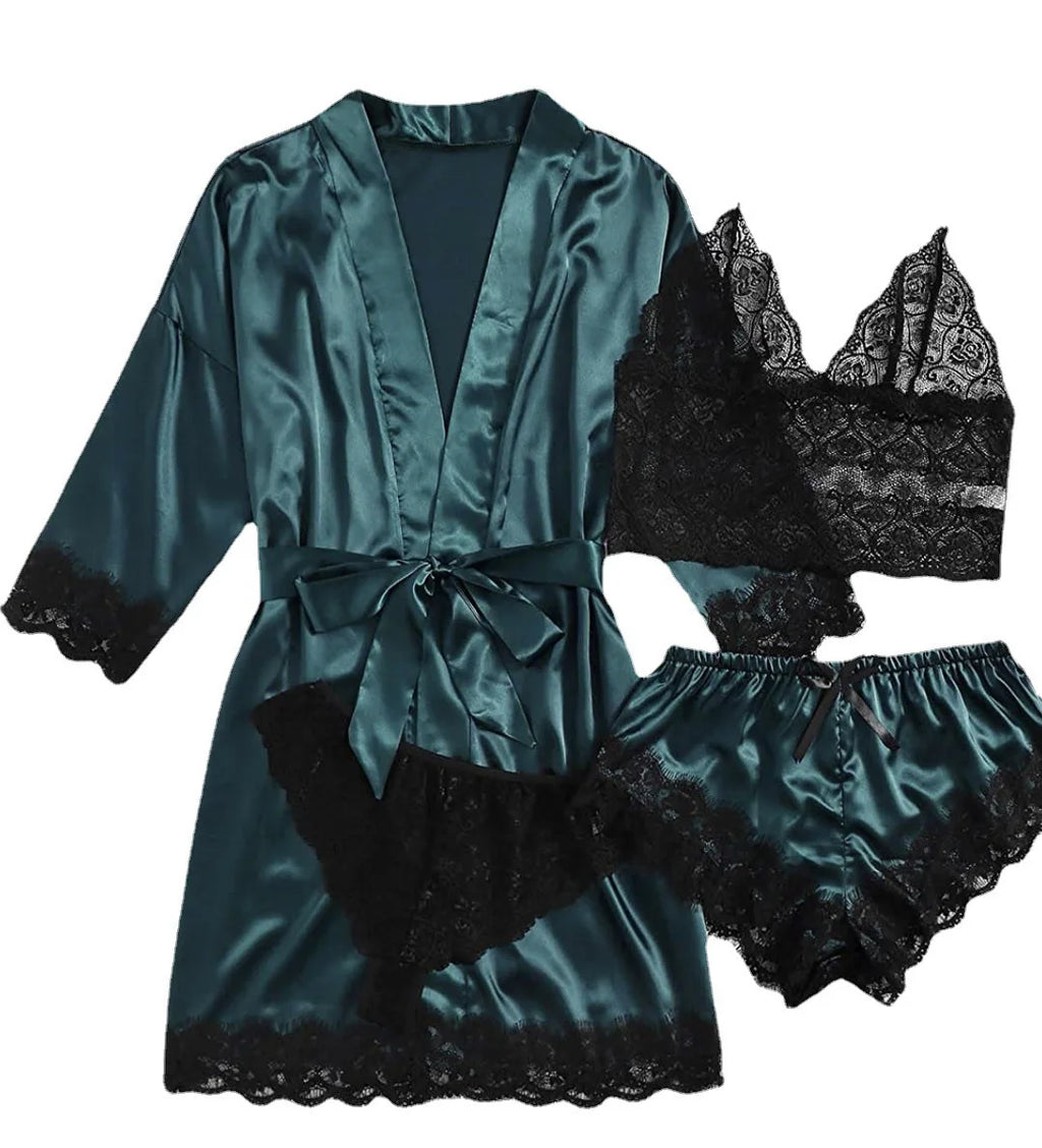 4PCS Woman Bathrobe Set