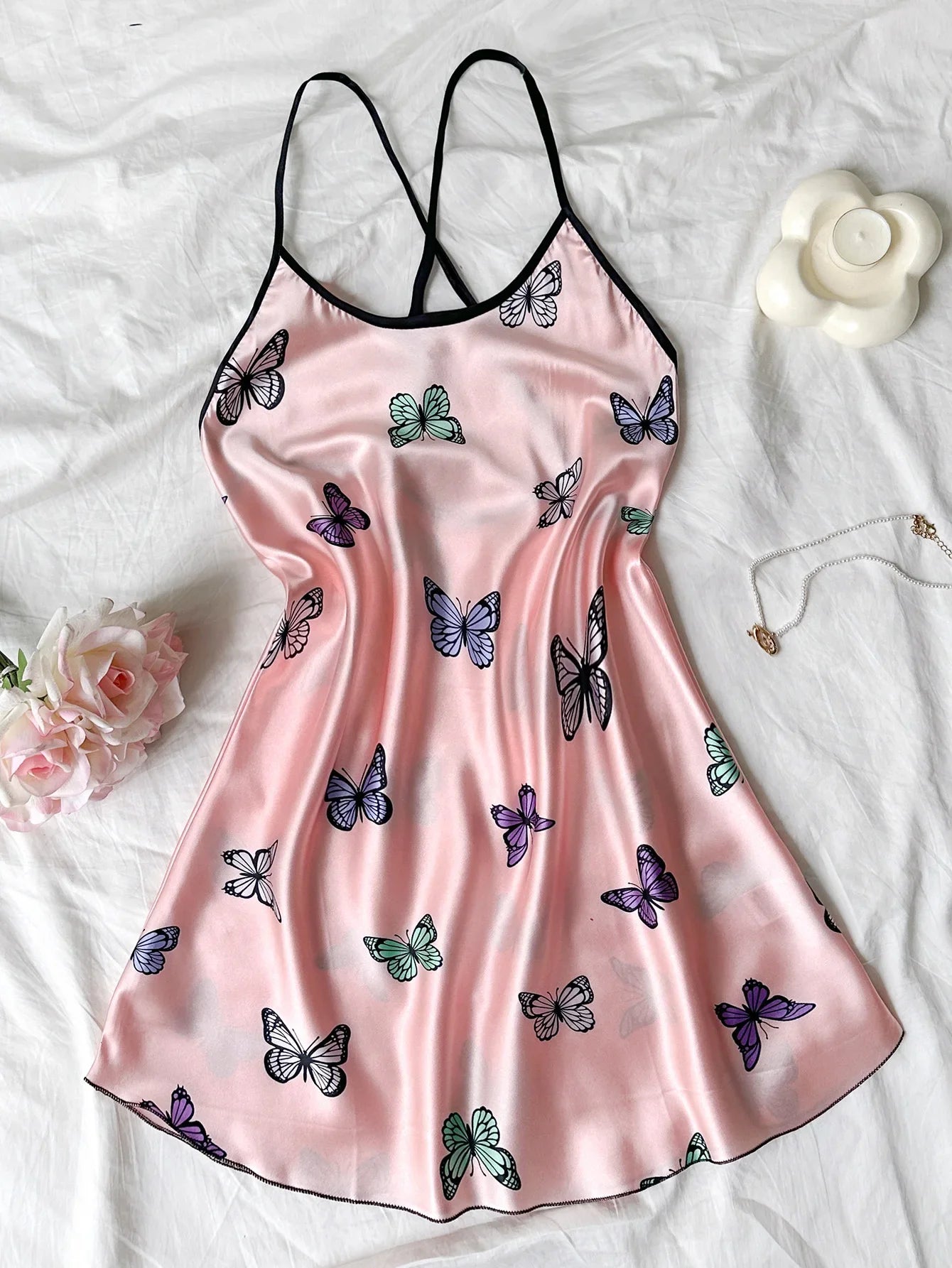 Butterfly Print Slip Nightdress