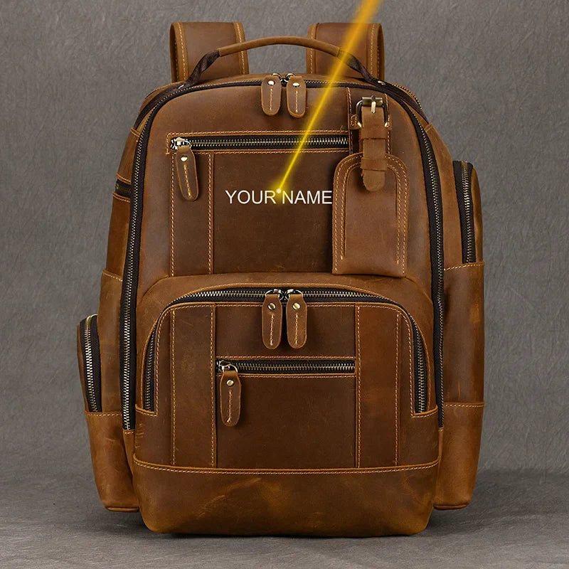 Men’s Retro Leather Travel Backpack
