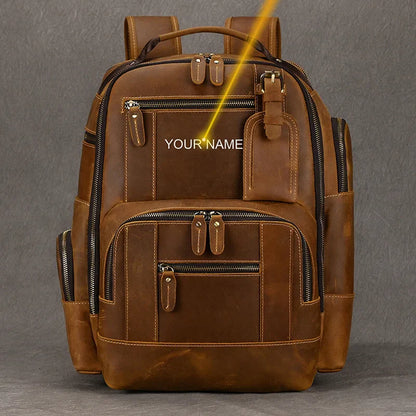 Men’s Retro Leather Travel Backpack