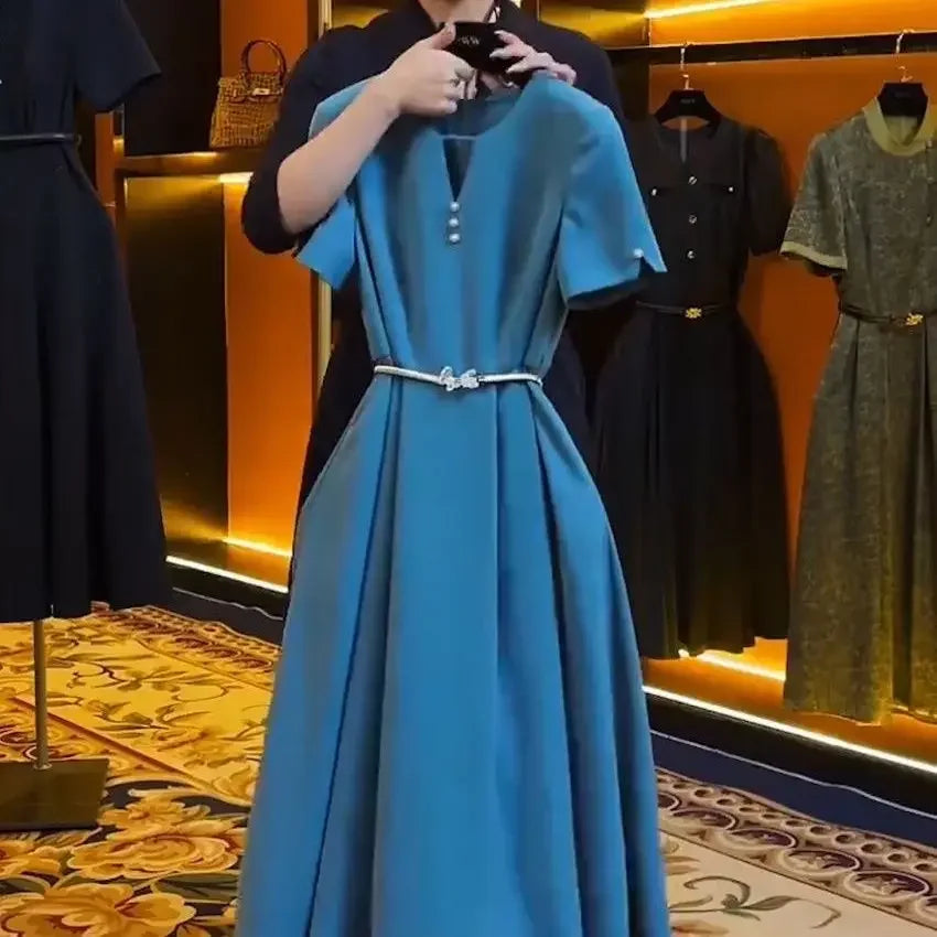 Elegant Blue Long Dress