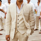 Linen Three-Piece Beach Wedding Tuxedo
