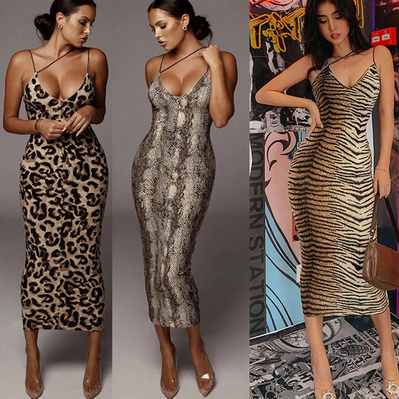 Leopard Print V-Neck Dress