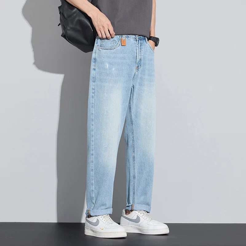Breathable Elastic Straight Denim Jeans