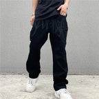 Embroidered Letter Loose Hip-Hop Jeans