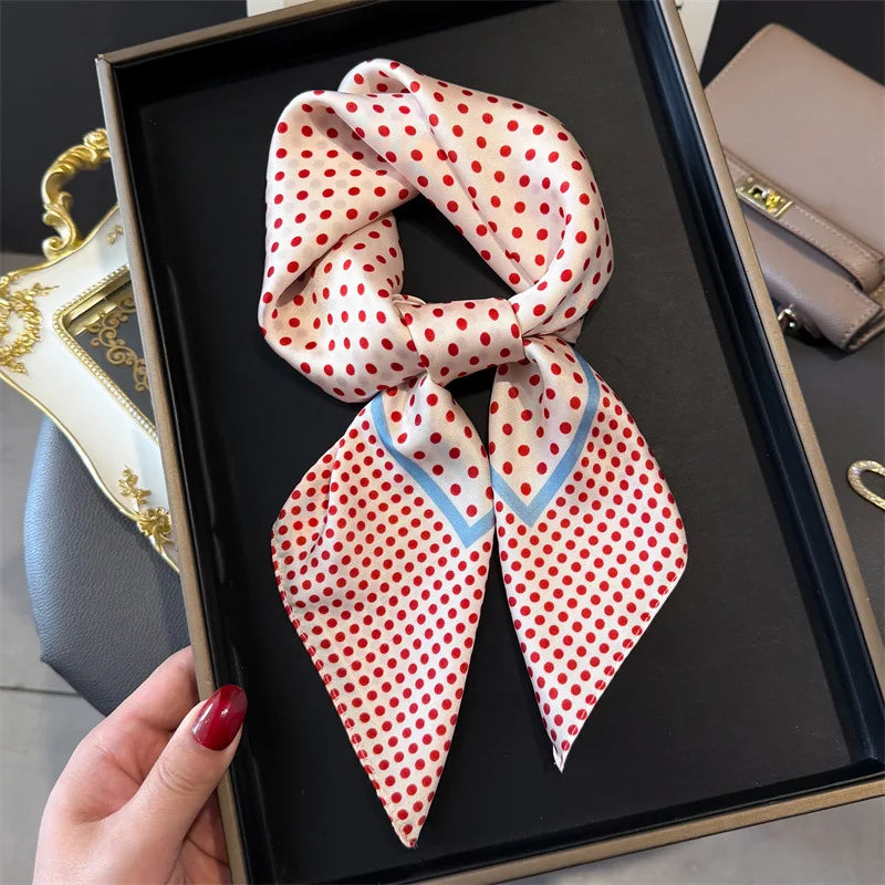 Dot Print 70cm Silk Square Scarf