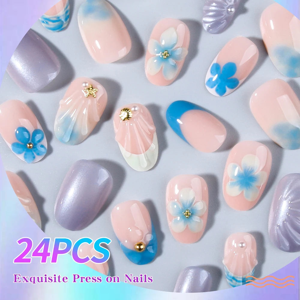 Almond 3d gel nails Whale
