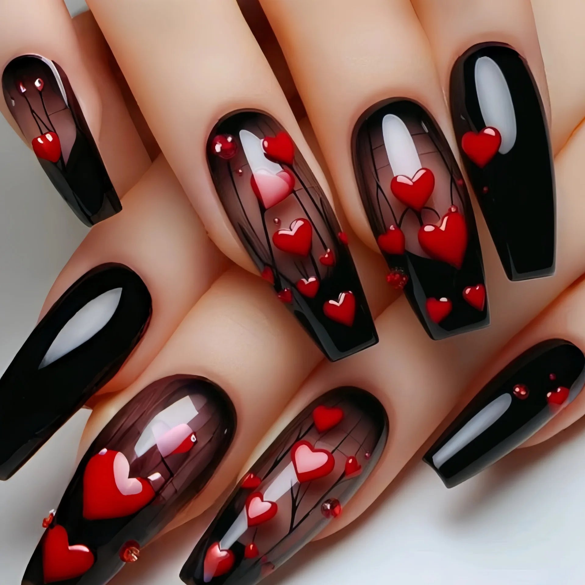 Gothic False Nails Dark Red