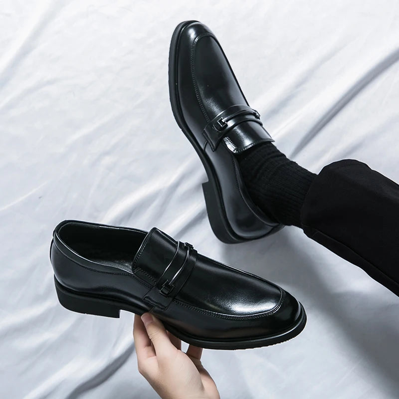 Round-Toe Formal Leather Loafers