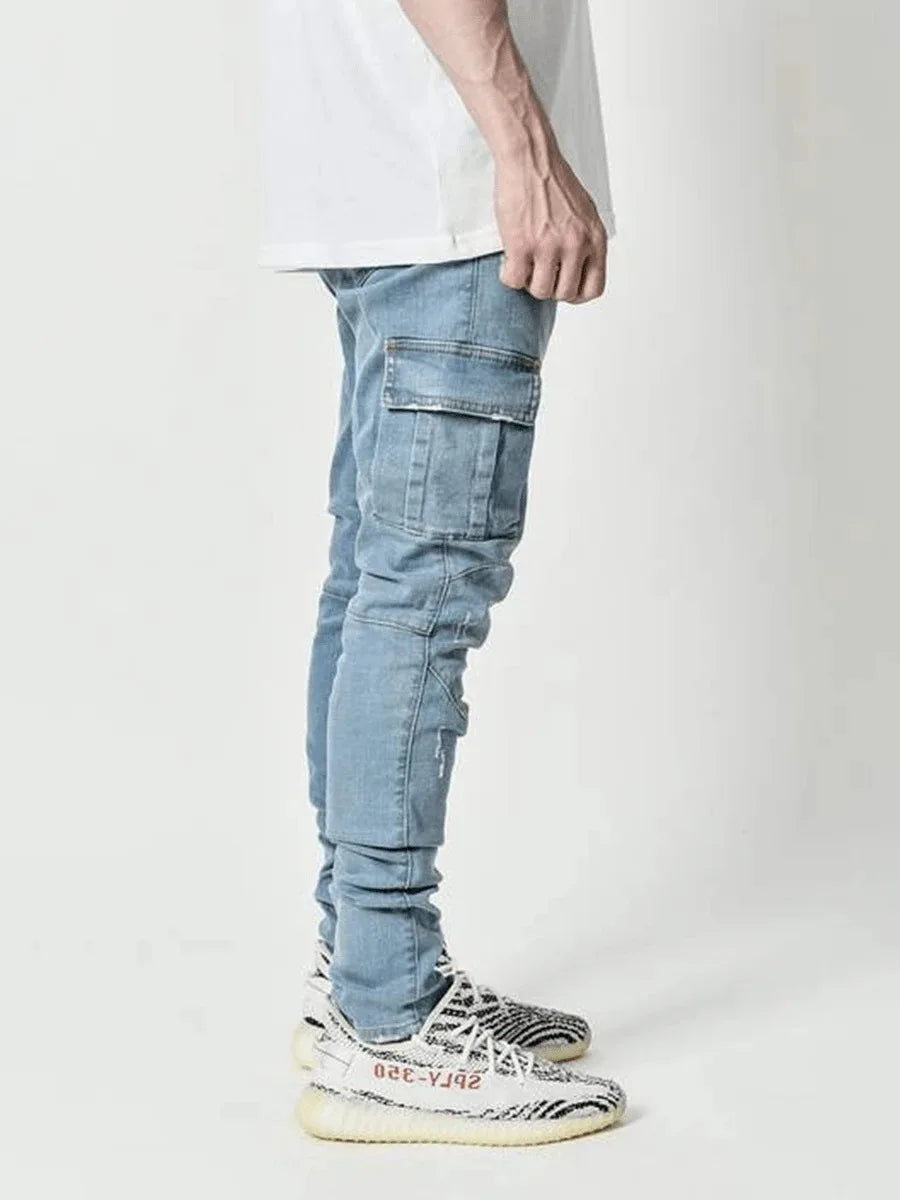 Cargo Denim Multi-Pocket Jeans
