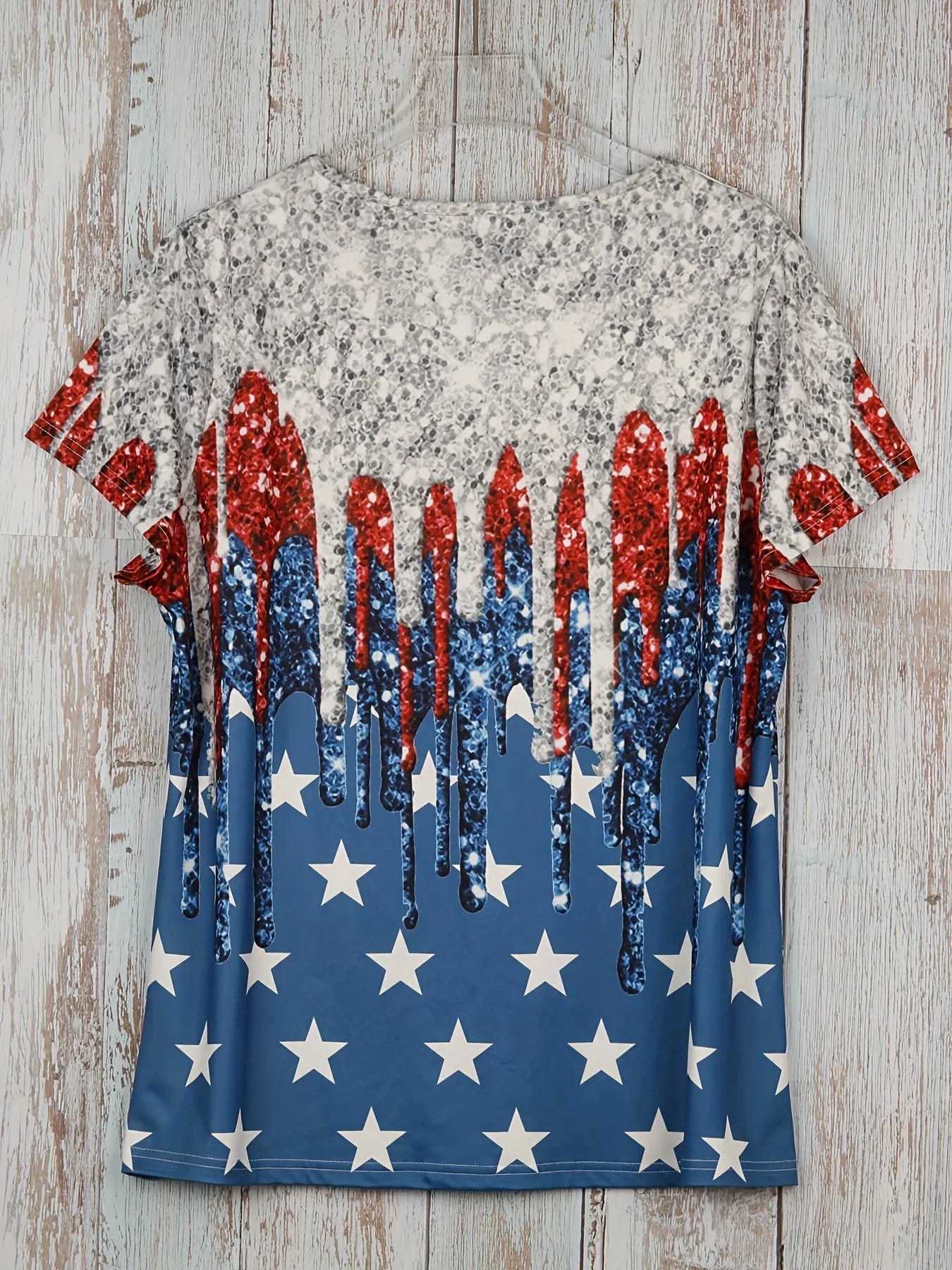 USA Flag Plus Size Casual Tee