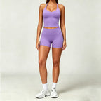 Nylon Solid True-To-Size Fit Two-Piece Yoga Set